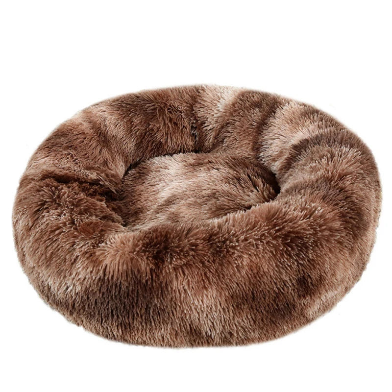 Round Plush Dog & Cat Bed — Washable Warm Basket for Small to Large Pets