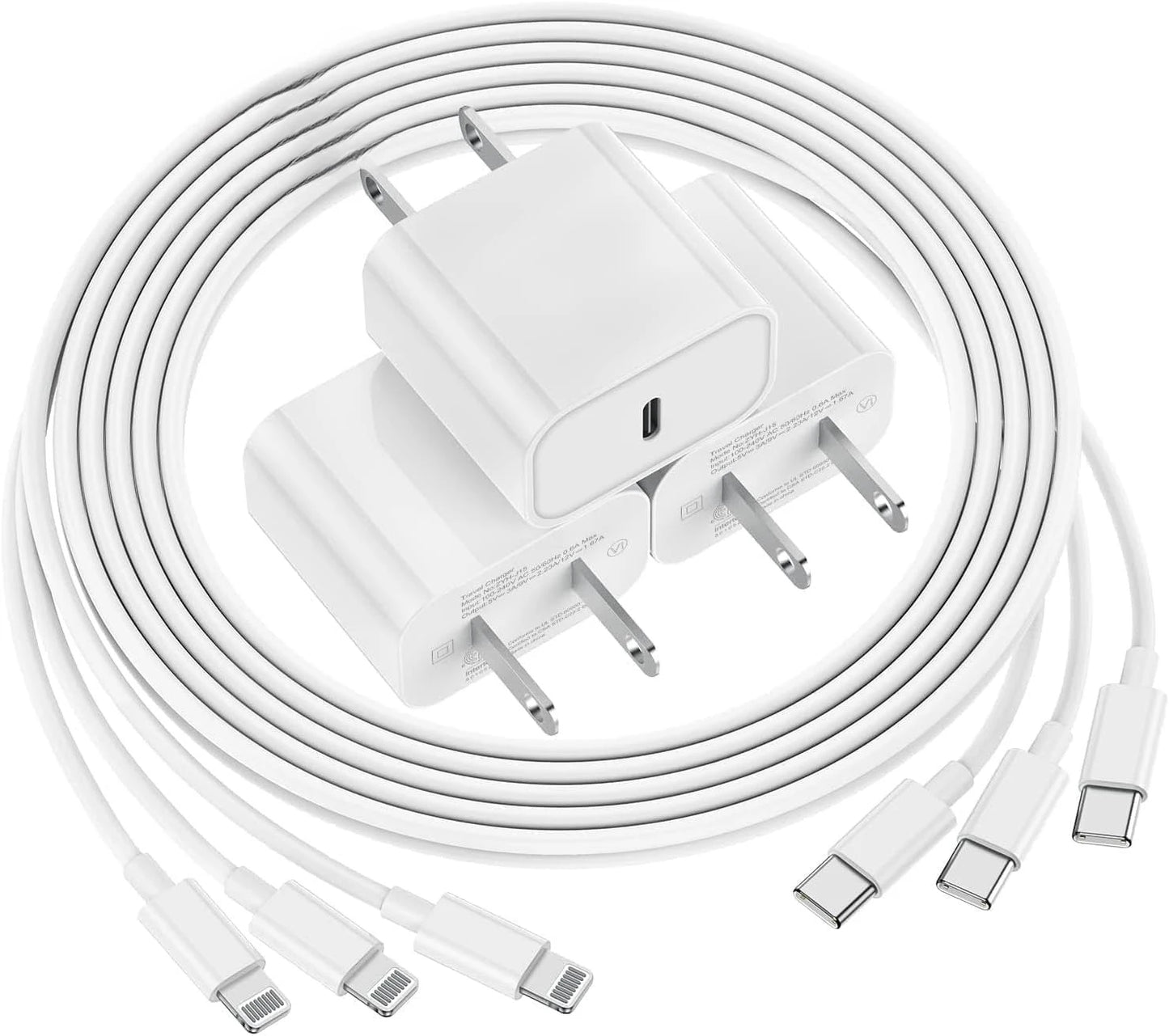 Rapid iPhone Charger, 20W PD USB C Wall Charger with Type C to Lightning Cable, Fast Charging for iPhone 14/13/12/11 and More