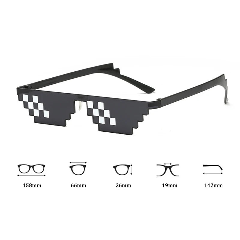 New Creative 8 Bit Thug Life Sun Glasses Pixelated Men Women Party Eyeglasses Mosaic UV400 Vintage Eyewear Fishing Sunglasses
