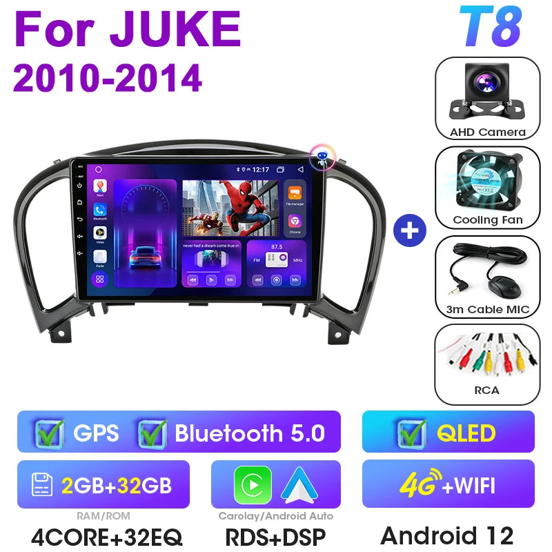 2 Din Android 12 Car Radio For Nissan Juke YF15 2010-2014  Multimedia Video Player Navigation GPS 4G Carplay Auto Stereo RDS IPS