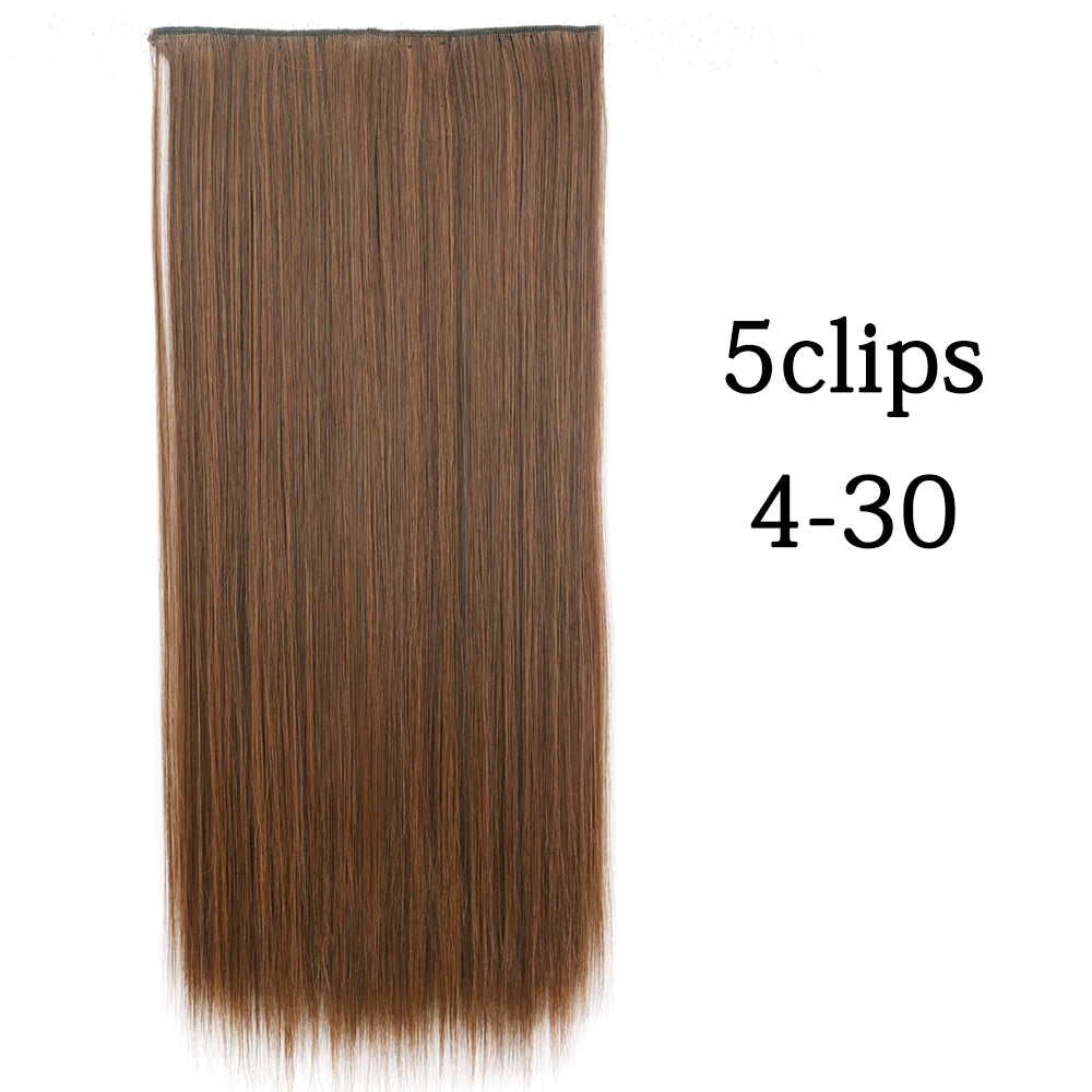 Synthetic 5 Clip In Hair Extensions Long Curly Hairstyle Hairpiece Natural Brown Black 80cm Heat Resistant  Fake Hair For Women