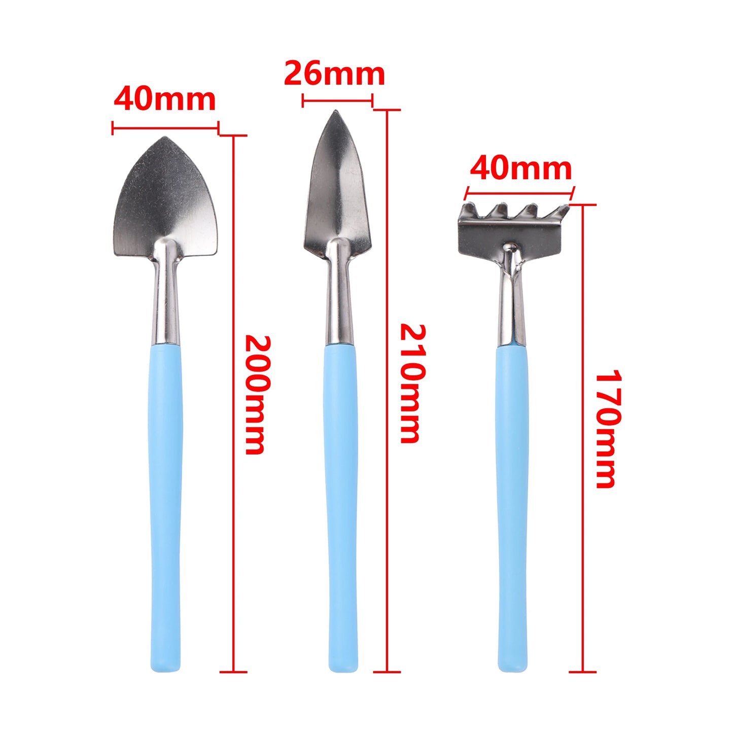 3-Piece Mini Garden Tool Set – Shovel, Rake & Spade for Potted Plants, Weeding & Fertilizing