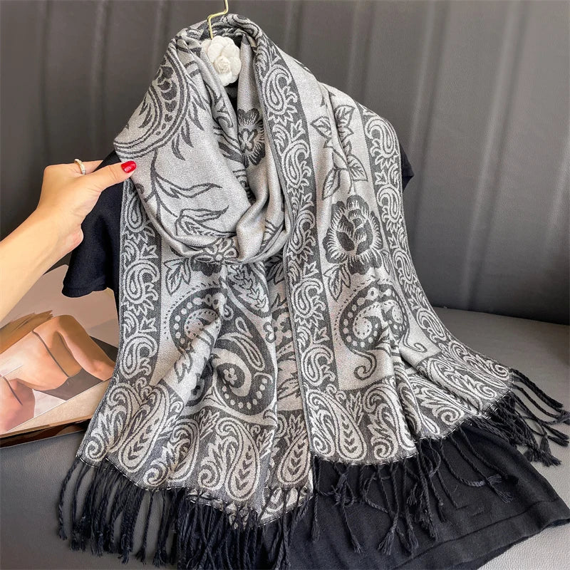 Women's Printed Pashmina Shawl, Soft Winter Scarf