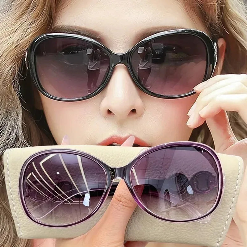 Y2K Oval Sunglasses for Women — Large Gradient Lens, UV