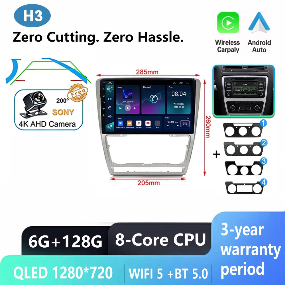 Car Stereo with Apple CarPlay & Android Auto, Compatible with Skoda Octavia 2 A5