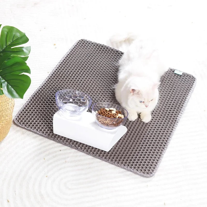 Cat Litter Mat Non Slip Big Pet Litter Box Filter Mat Double Layer Wear Resistant Waterproof Cat Litter Mat Pet Clean Supplies