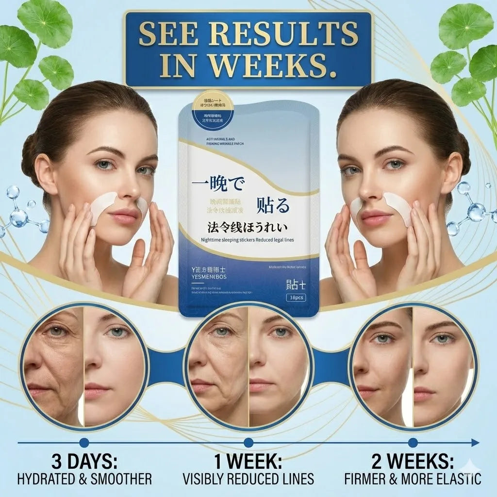 Collagen PDRN Nasolabial Folds Patch Contain Hyaluronic Acid Instant Fade Fine Lines Firming Skin Deep Moisturizing Facial Mask