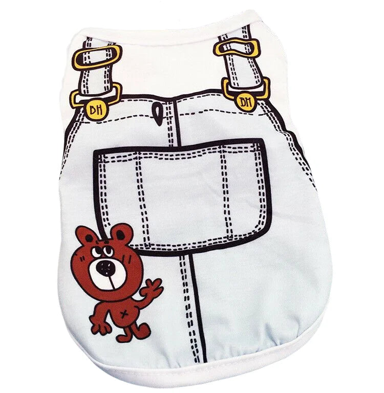 Dog & Cat Cotton Clothes — Cartoon Print Vest for Puppies & Kittens