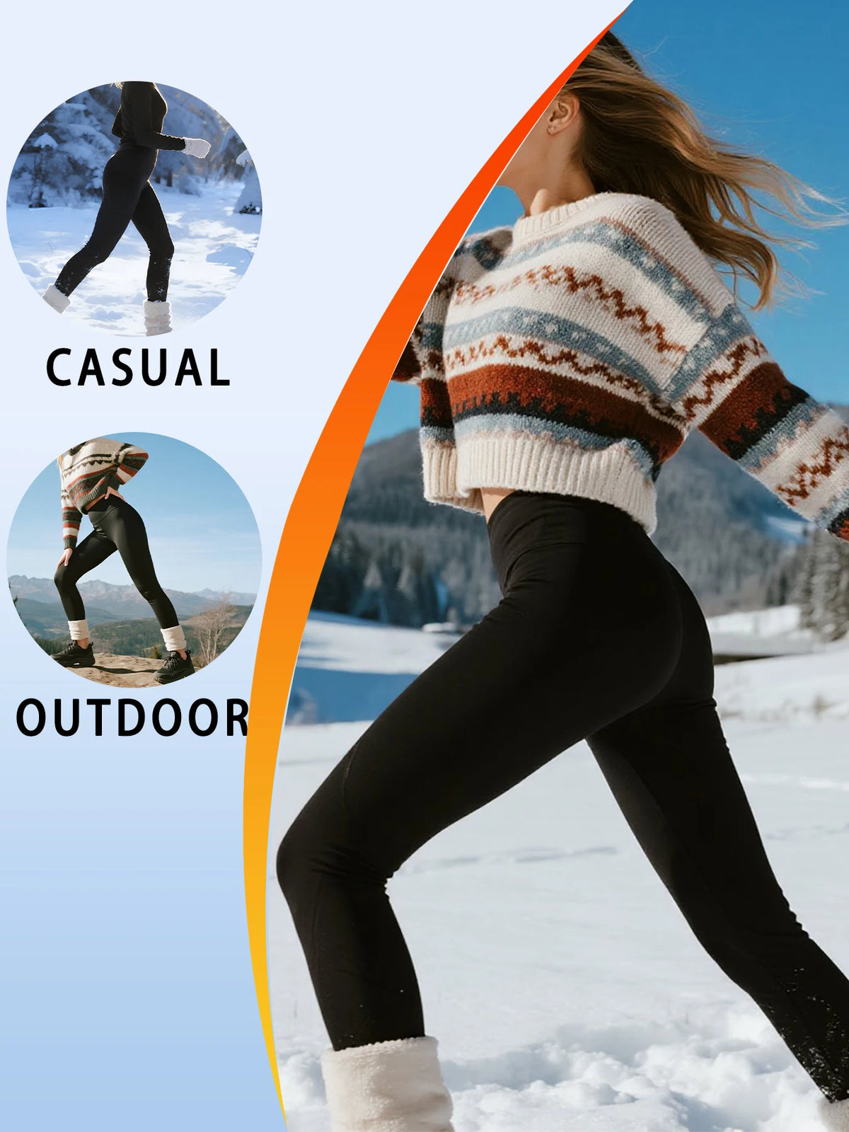 Women's Fleece Lined High Waist Yoga Leggings - Thick Workout Tights - photo 2