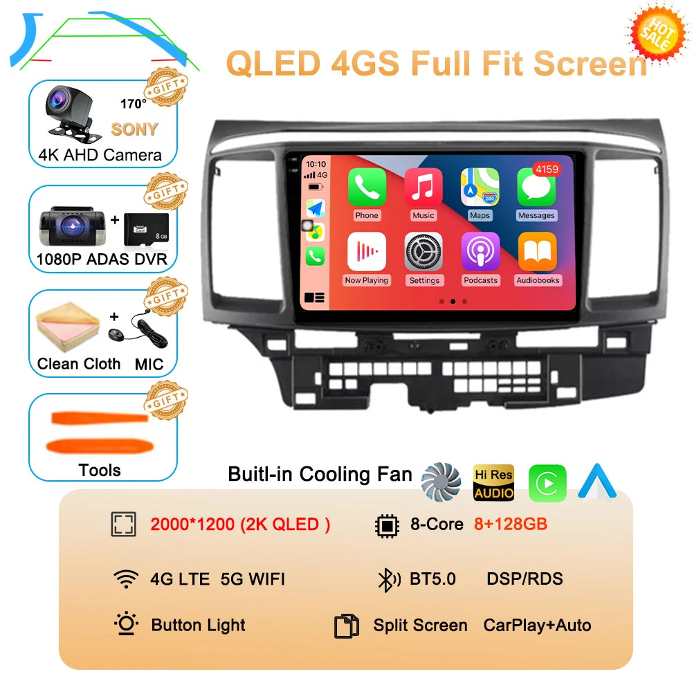 Android 16 Car Radio For Mitsubishi Lancer 10 CY 2007 - 2017 Multimedia Video Player 2 din WIFI+4G Navigation GPS Stereo Carplay