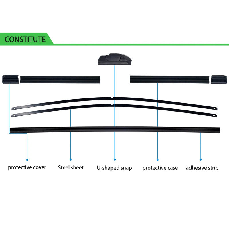 For Toyota RAV4 XA30 2005 - 2012 Car Wiper U-type Soft Rubber Boneless Wiper HD Quiet Durable Automotive Wiper 24"+16"