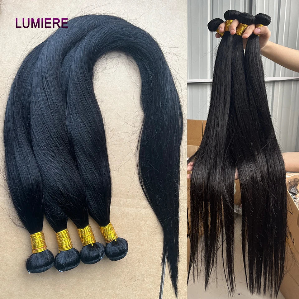 32 Inch 18A Bone Straight Human Hair Bundles 3/4 Bundles Hair 100% Raw Human Hair Bundles Deal Brazilian Virgin Hair Extensions
