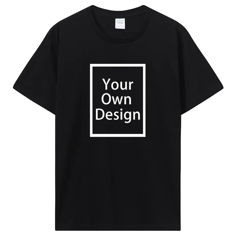 Custom Cotton Customized Print Short Sleeve T Shirt Men Women Tops Tees DIY Your Like Photo Or Logo Cotton T-shirt Men Clothing