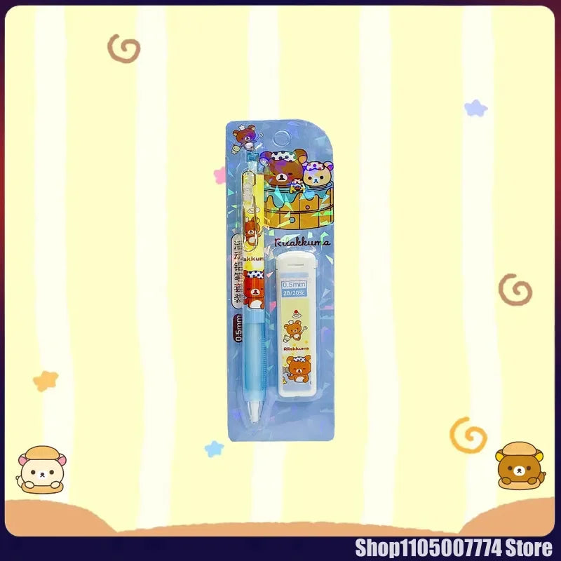 4/24pcs Kawaii Rilakkuma Bear Mechanical Pencil Set Stationery Refill Not Easy To Break Lead Automatic Pencil Wholesale Students