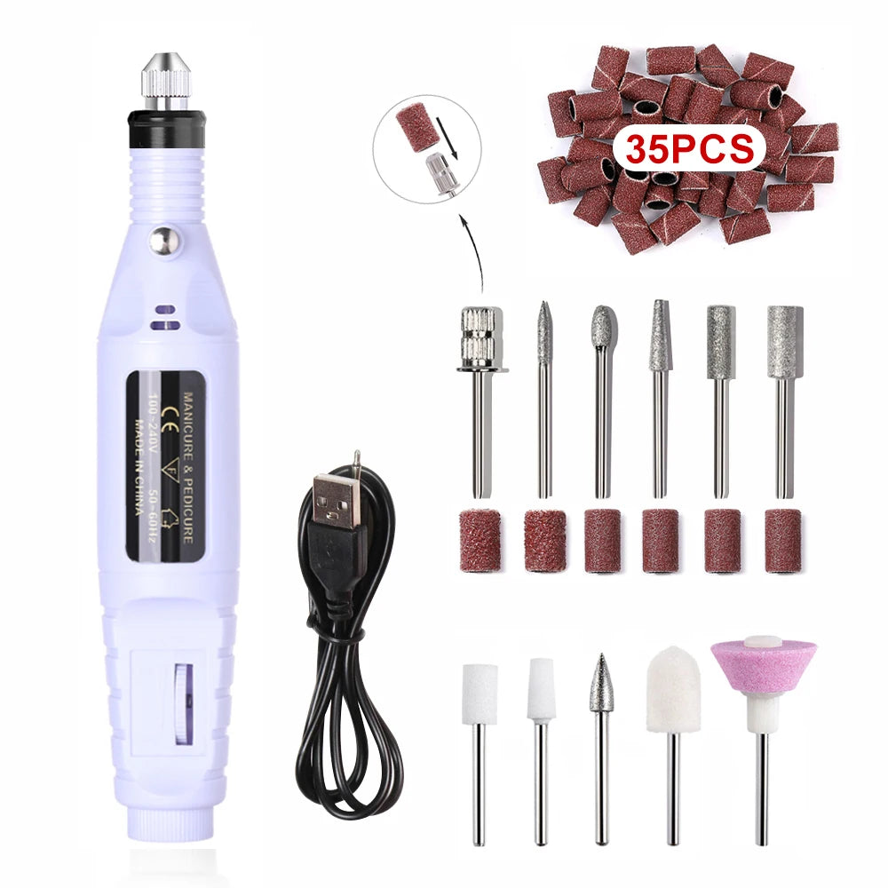 Nail Sander Set Electric Nail Drill Machine Grinding Equipment Milling Cutter For Manicure Pedicure Strong Polishing Tools