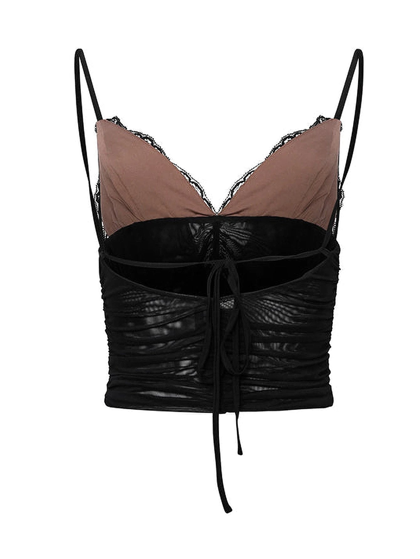 Women's low cut V-neck sexy lace lace lace up spicy camisole vest pure desire style Y2k black versatile top