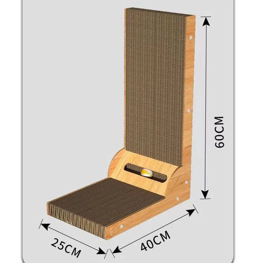 L-Shape Wooden Cat Scratching Post - Wall Corner Scratcher Board - photo 5