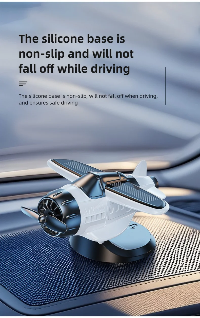 Car Ornament Solar Airplane Ornaments 360 Rotary Car Center Console Powered Aircraft Ornaments Car Interior Decor Accessories
