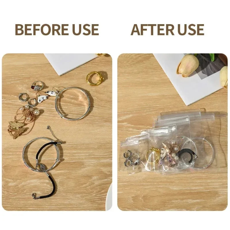 Wholesale PVC Self Sealed Bags for Jewelry Earrings Necklace Rings Storage Package Bag Organizer Dust-proof Anti-oxidation Pouch