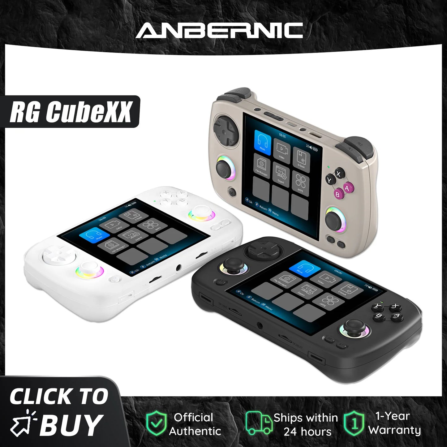 Anbernic RG CubeXX Retro Handheld Game Console 3.95 Inch IPS Screen 64 Bit Linux System With RGB Joystick Lighting HDMI-Support