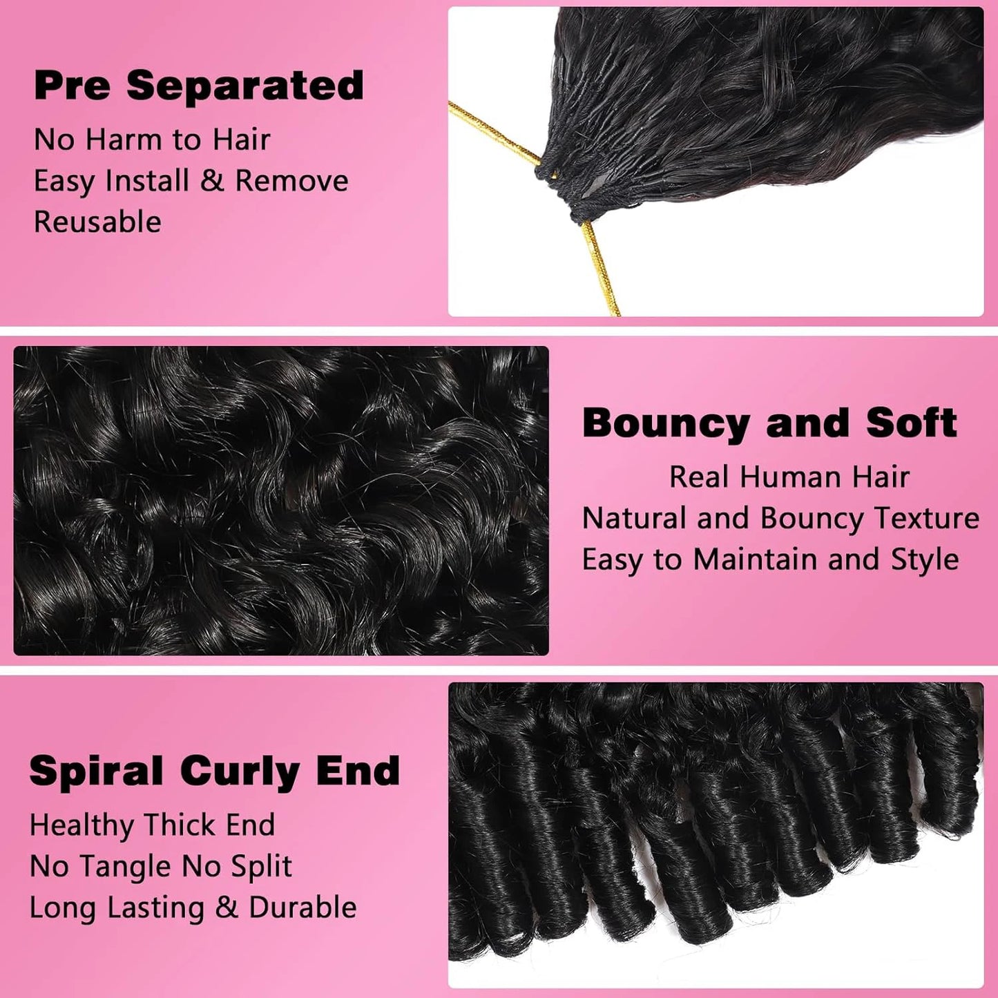 Burmese Curly Crochet Human Hair Pre Looped Deep Wave Human Hair Crochet Miracle Knots Feathered Human Crochet Hair Extensions