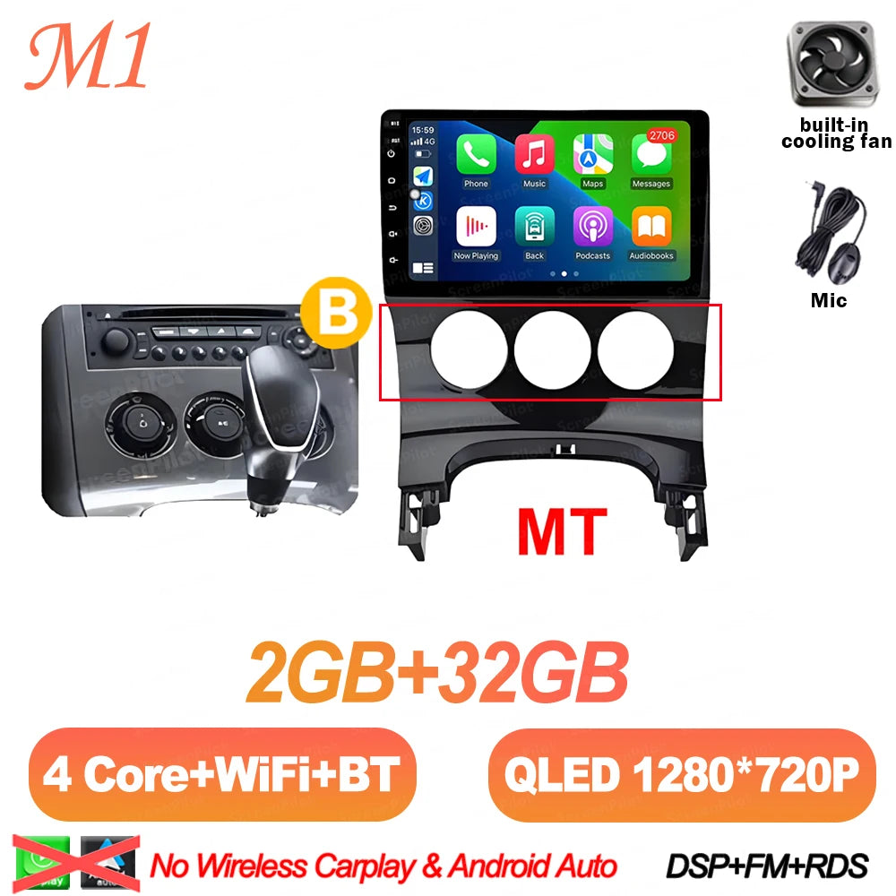 For Peugeot 3008 5008 AT MT 2009 2012-2016 Android 16 Car Radio Multimedia Video Player 2 Din Carplay Bluetooth 8 Core Wifi 4G