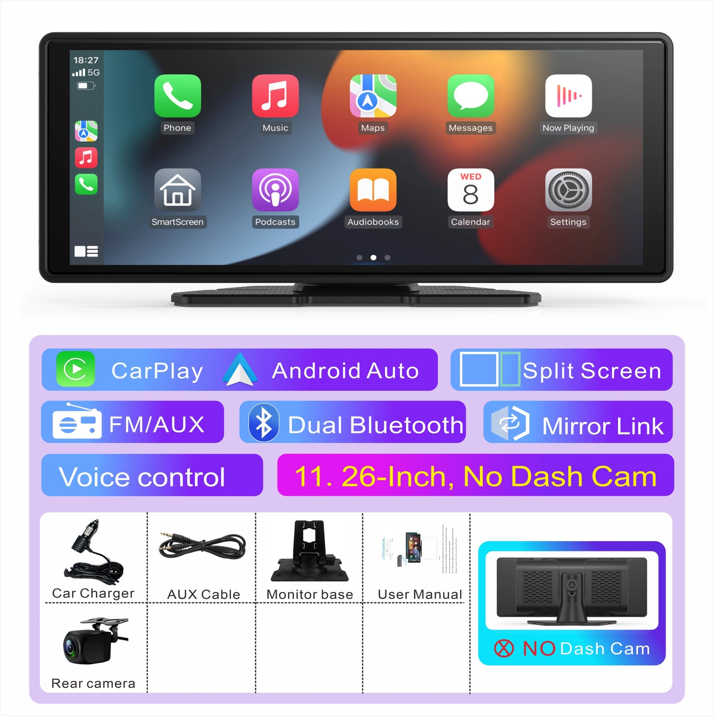 11" Universal Portable CarPlay & Android Auto Screen