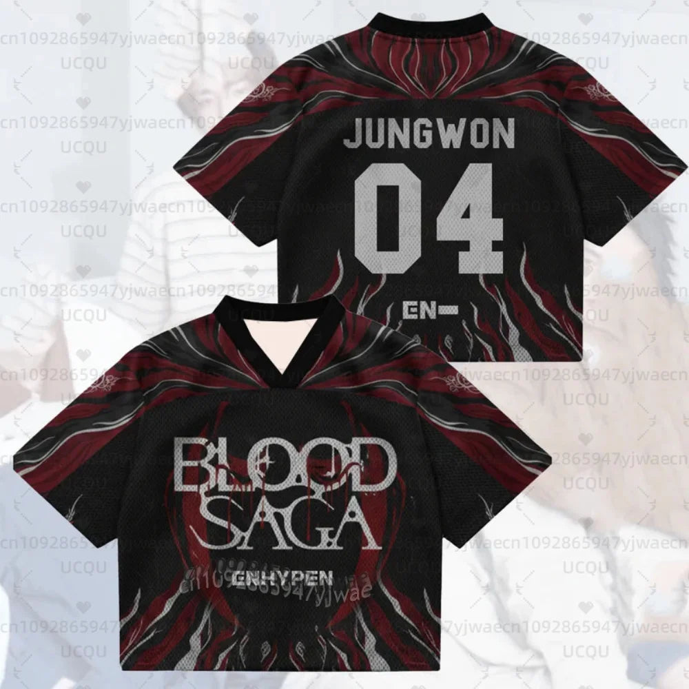 2026 Kpop Fans Support Night Wings Blood Saga Enhypen World Tour Jersey Streetwear Plus Size Short Sleeve Tops T-shirt