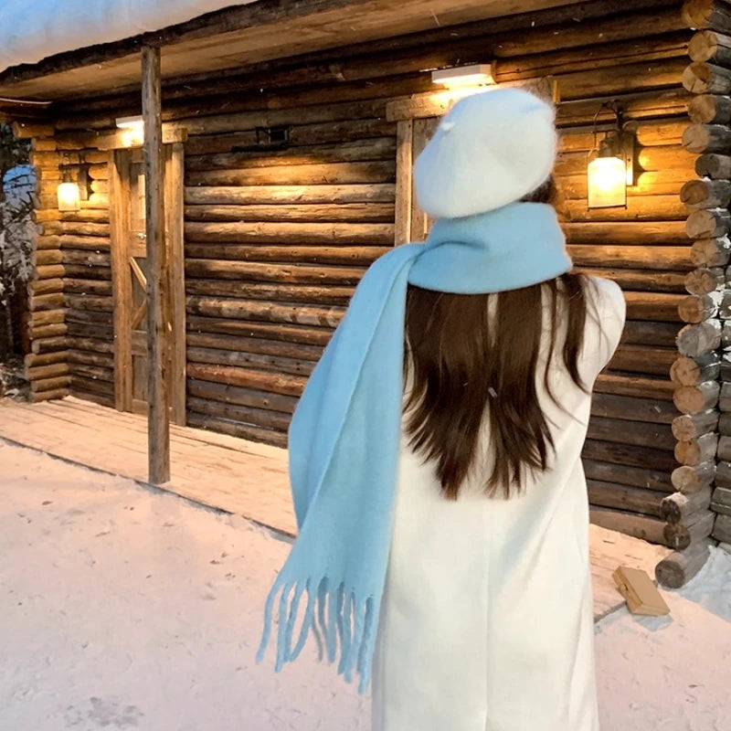 Women's Pastel Tassel Blanket Scarf - Cashmere-Feel Winter Wrap - photo 4