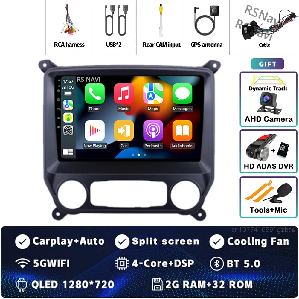 Android 16 Carplay Auto Car Radio Multimedia For Chevrolet Silverado 3 GMTK2 2014 2015 2016 2017 2018 GPS BT 4G Stereo Head Unit
