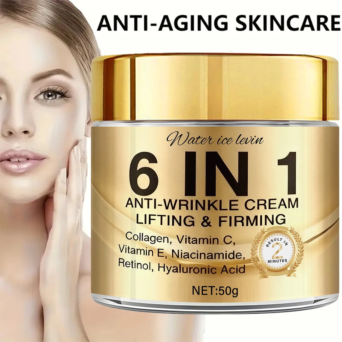 Water Ice Levin 6-in-1 Anti-Wrinkle Face Cream 50g – Collagen, Retinol & Hyaluronic Acid | Lifting, Firming, Whitening & Acne Control | CPNP Certified