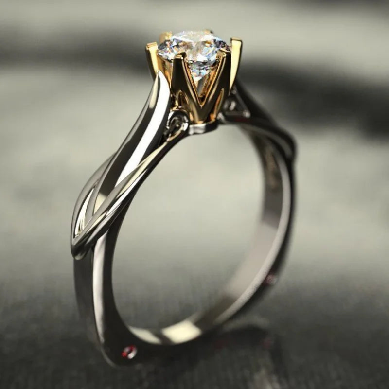 Certified Moissanite Ring for Women - 925 Silver, 18K Gold Plated