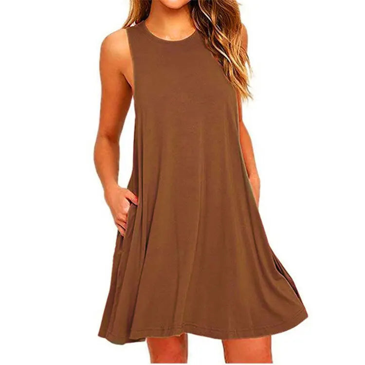 Women's Swing T-Shirt Dress — Loose Beach Cover-Up with Pockets (Plus Size)
