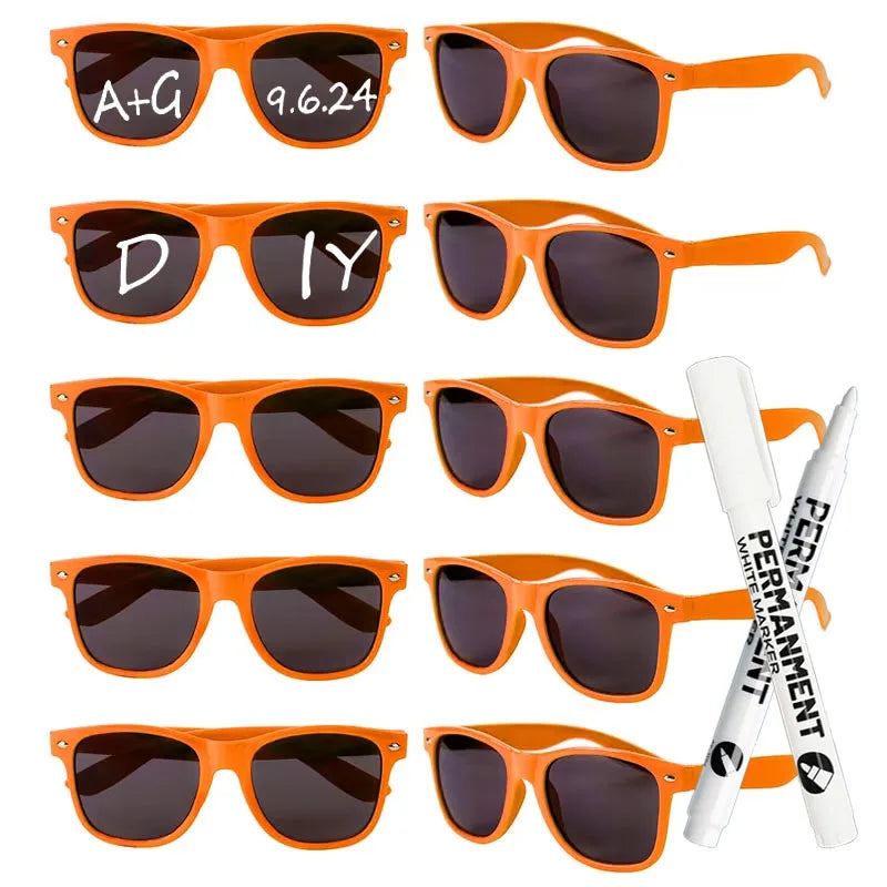 12-100 Pcs Wedding Personalized Sunglasses Bulk Custom Sunglasses with Paint Pens for Adult DIY Birthday Wedding Party Favors