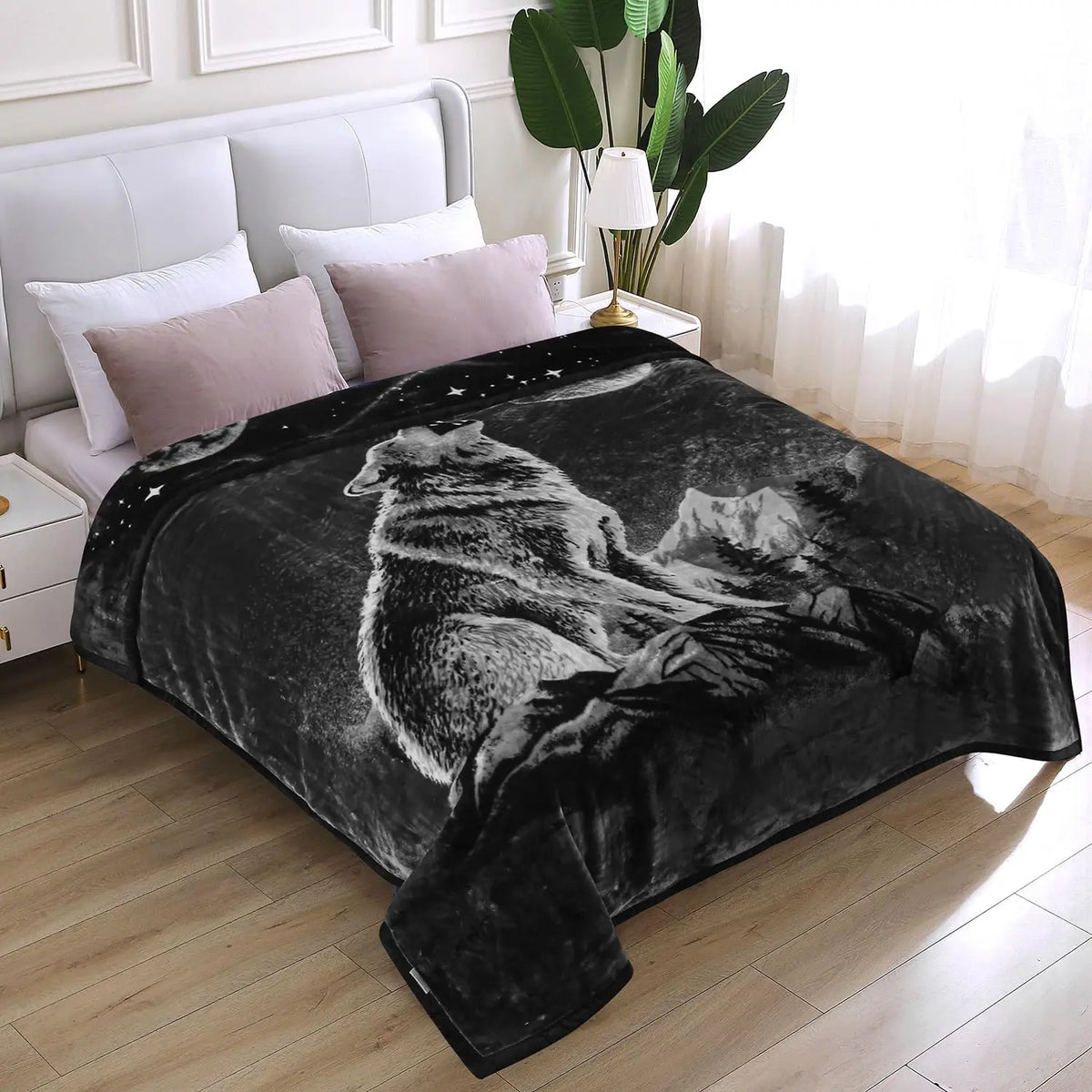 Reversible Faux Mink Throw Blanket, Printed Plush