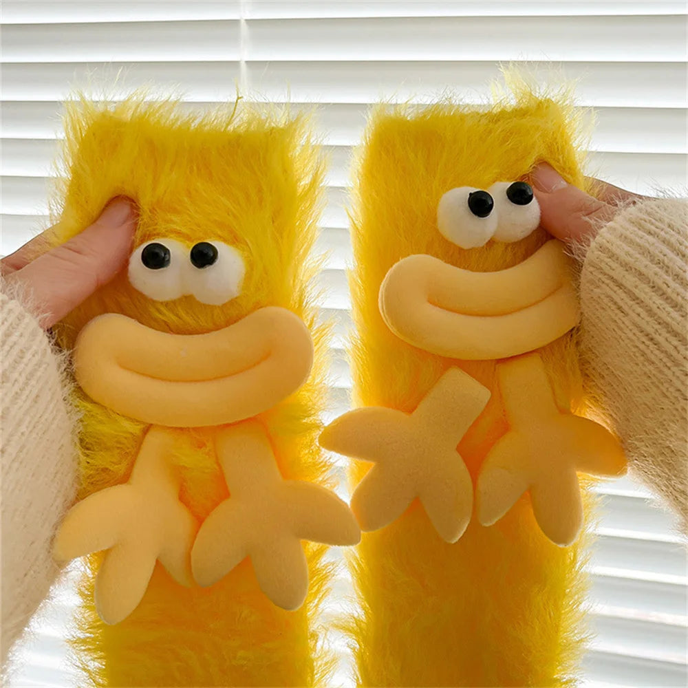 Women's Fuzzy Monster Sleep Socks, Coral Fleece