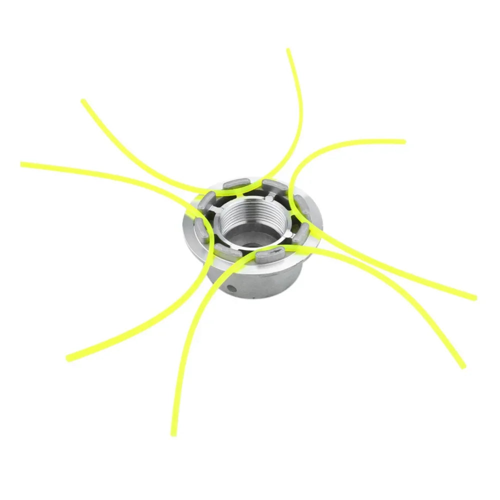 Universal Aluminum Grass Trimmer Head with 4 Lines Brush Cutter Head Thread Nylon Grass Cutting Line Head for Lawn Mower Silver