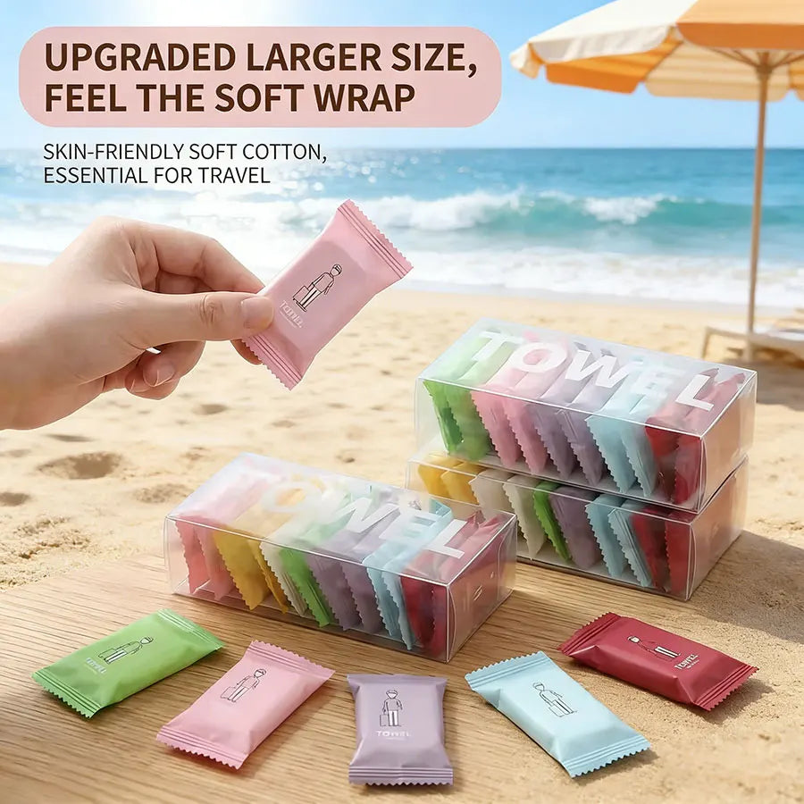 14PCS Compressed Face Towels, Portable Disposable Washcloths for Travel, Makeup Removal & Daily Cleansing