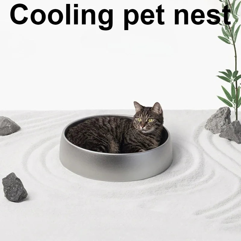 Cat Bed Cool Down House Aluminum Alloy Bowl Sleeping Beds Waterproof Basket Carrier Cats Accessories Pet Supplies Furniture