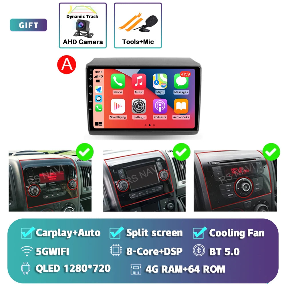 Android 16 For Fiat Ducato Peugeot Boxer Citroen Jumper 2006-2022 2K QLED Android Car Radio Multimedia stereo Player GPS CarPlay