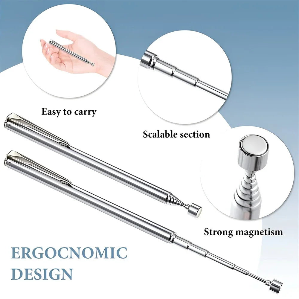 Telescopic Magnetic Pen Extendable Pickup Rod Stick with Light Mini Portable Magnet Pick Up Tool for Picking Up Screws Nut Bol