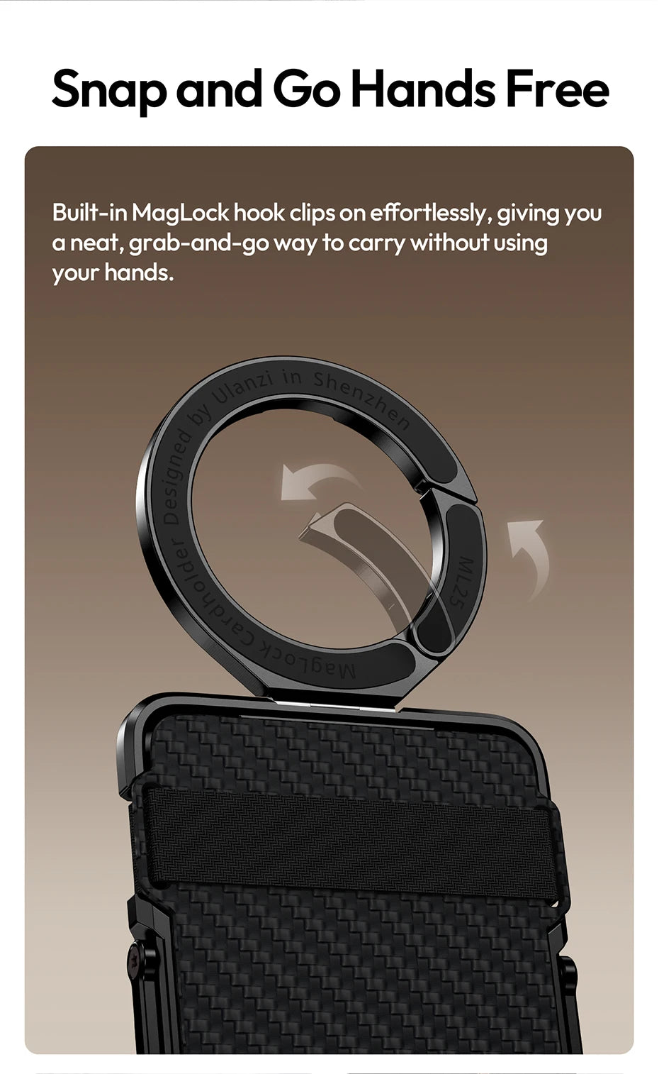 Original Ulanzi ML25 Aluminum Alloy Cardholder Phone Stand Double Side Magnetic Ring Portable Anti Scratch Foldable Fit