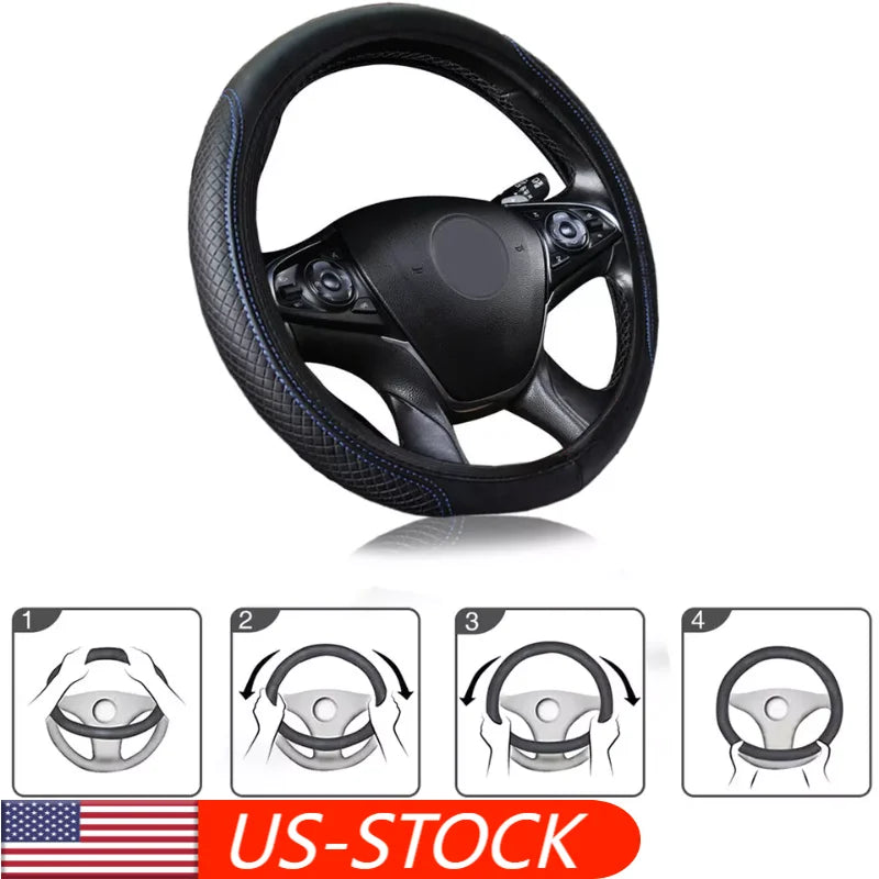 A Comfortable Soft PU elastomeric stretchable automotive steering wheel cover without inner ring fits 37-38CM