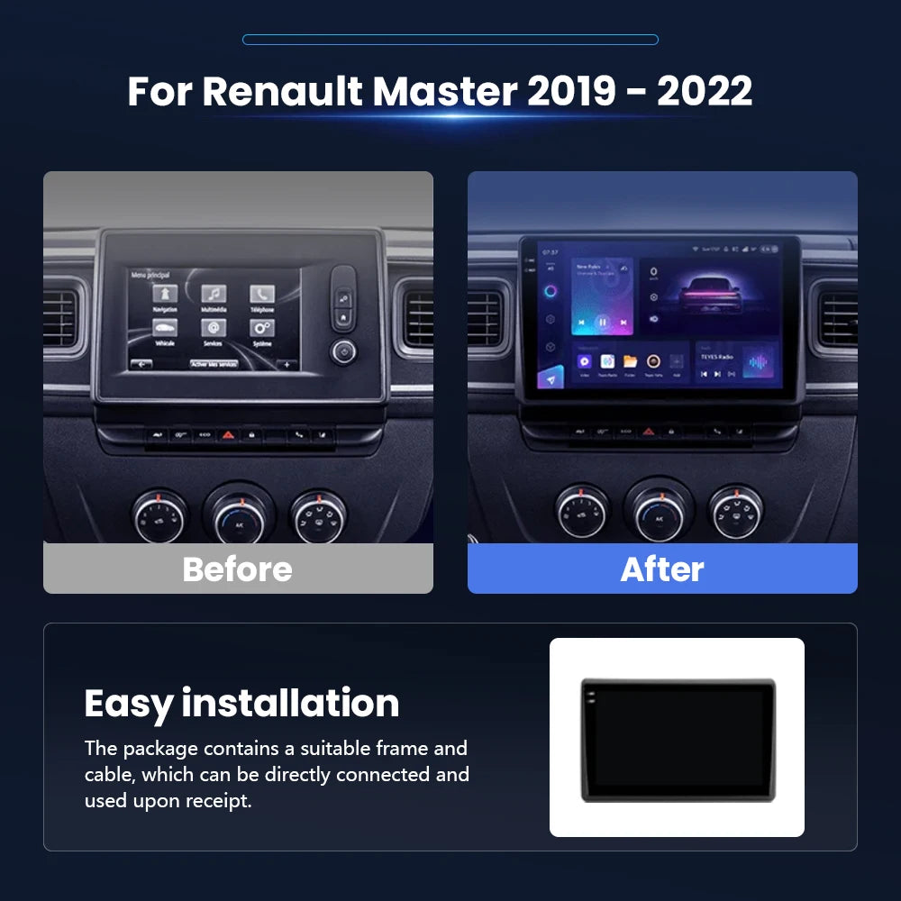 Android Car Stereo for Renault Master (2019–2022) — Wireless CarPlay, Android Auto, GPS, 360° Camera Ready