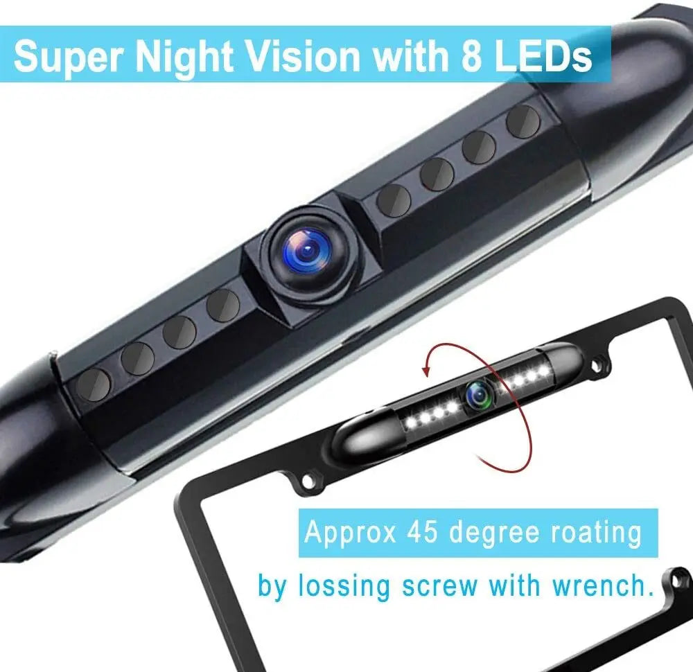 Universal License Plate Backup Camera with Night Vision & LED