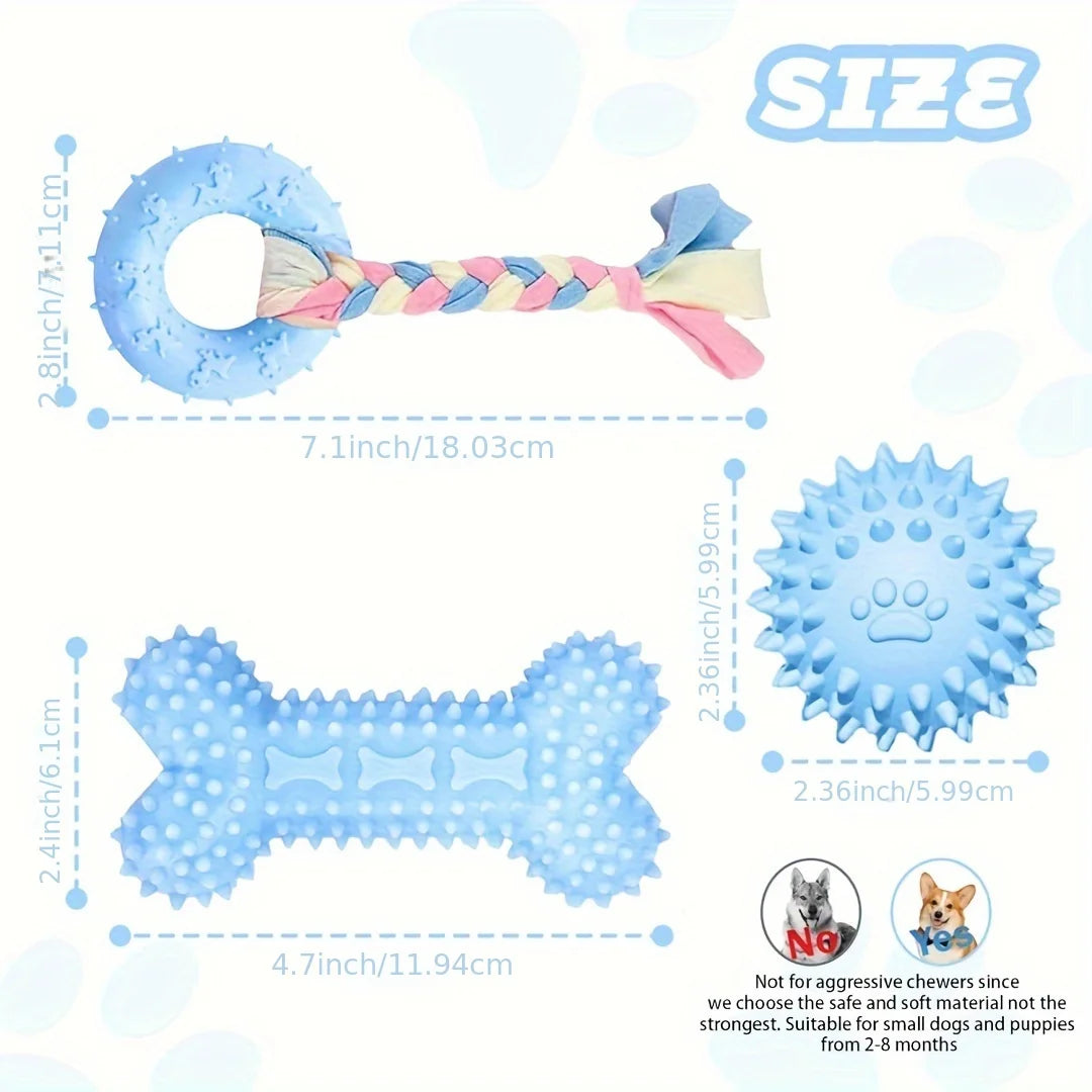 3-Pack Puppy Chew Toys - Soft Rubber & Rope Set – photo 2
