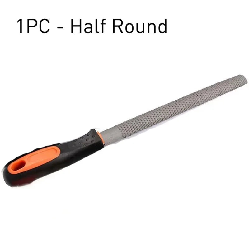 8" Wood Rasp Files Coarse-Teeth Woodworking Filing Round Flat Half-Round File