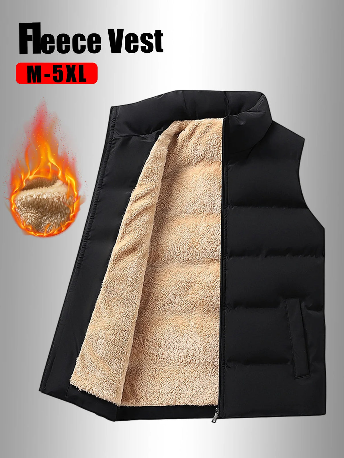 Men's Sleeveless Puffer Vest - Solid Color Padded Winter Waistcoat - photo 4