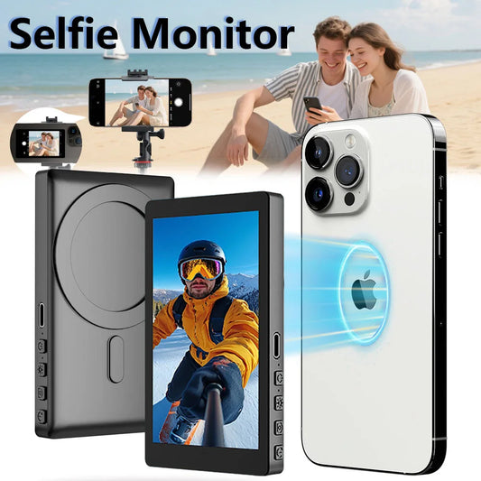 Wireless Selfie Monitor for iphone Android Live Selfie Monitor Screen with Screen Mirroring Vlog Live Stream Selfie Monitor