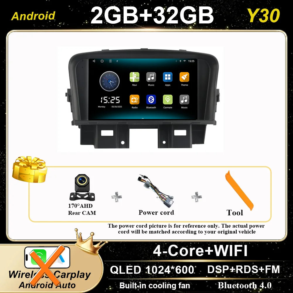 Android Car Stereo for Chevrolet Cruze (2008–2014) — CarPlay, Android Auto, GPS, WiFi, Touchscreen